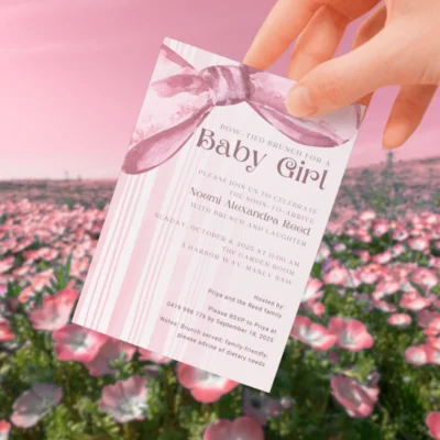 Baby Shower Invitation Pink Bow Theme v1.0