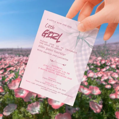 Baby Shower Invitation Pink Bow Theme v2.0