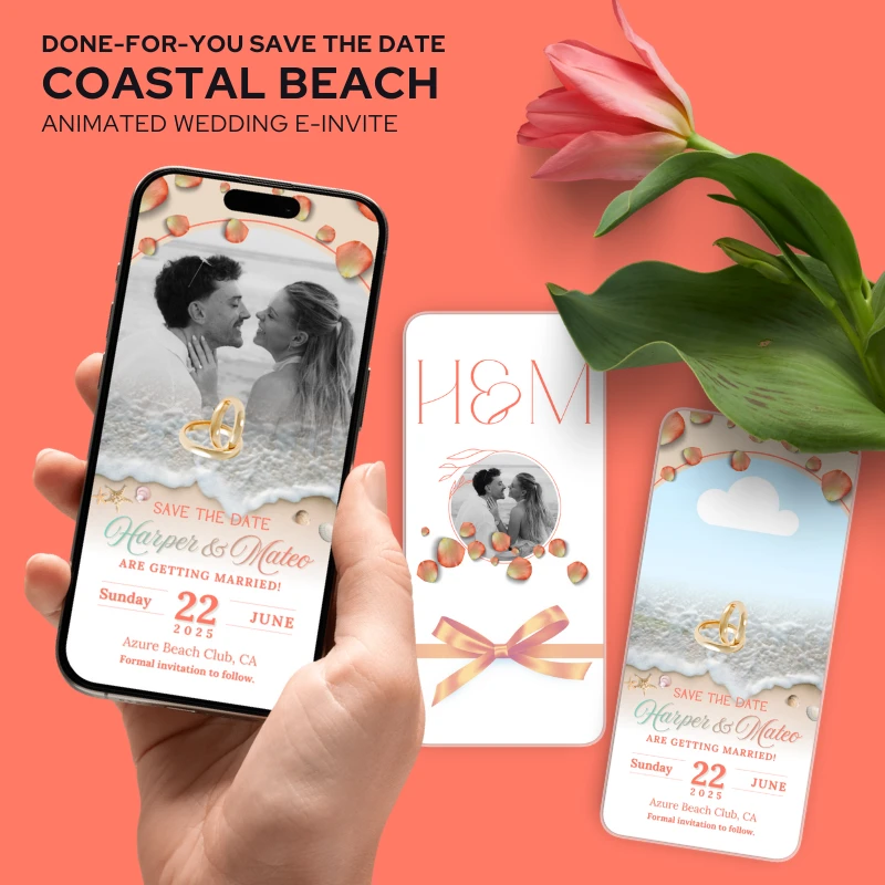 DFY Animated Save the Date Coastal Beach Wedding E-Invite v1.0