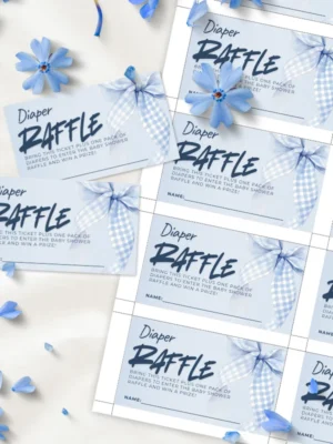 Baby Shower Raffle Template Blue Bow Theme v2.0