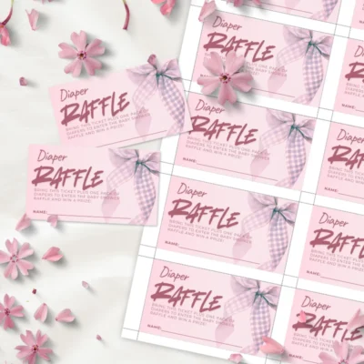 Baby Shower Raffle Template Pink Bow Theme v2.0