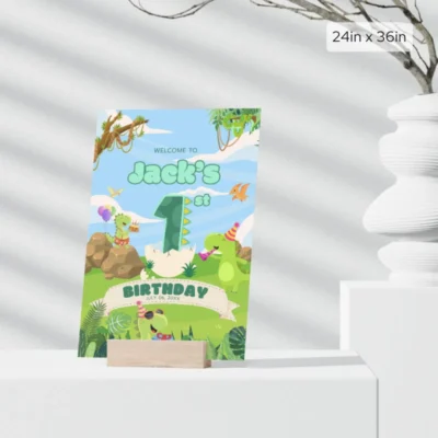 Birthday Welcome Sign 1yo Cute Dinosaur Theme v1.0