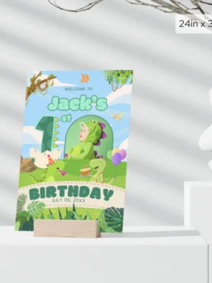 Birthday Welcome Sign 1yo Cute Dinosaur Theme v1.1
