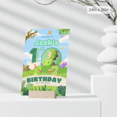 Birthday Welcome Sign 1yo Cute Dinosaur Theme v1.1