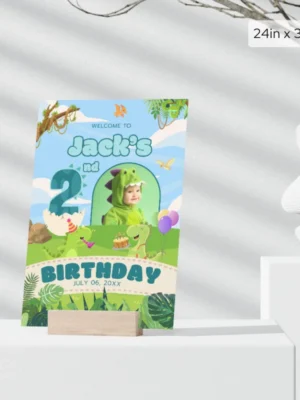 Birthday Welcome Sign 2yo Cute Dinosaur Theme v1.1