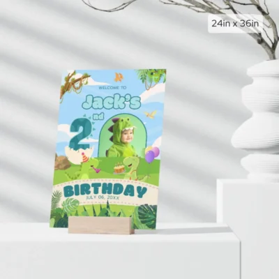 Birthday Welcome Sign 2yo Cute Dinosaur Theme v1.1