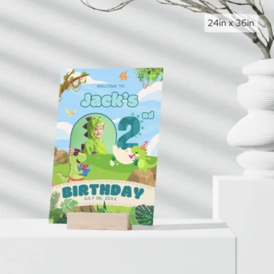 Birthday Welcome Sign 2yo Cute Dinosaur Theme v1.2