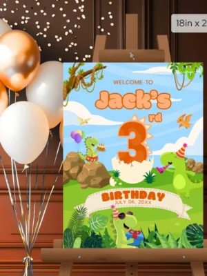 Birthday Welcome Sign 3Yo Cute Dinosaur Theme v1.0