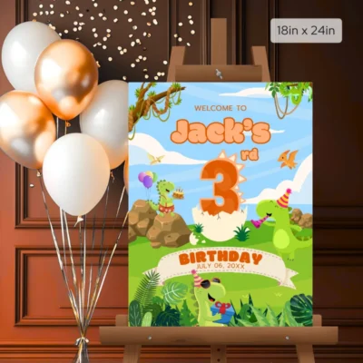 Birthday Welcome Sign 3Yo Cute Dinosaur Theme v1.0