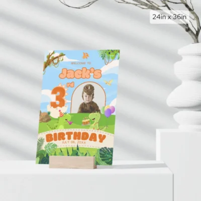 Birthday Welcome Sign 3yo Cute Dinosaur Theme v1.1