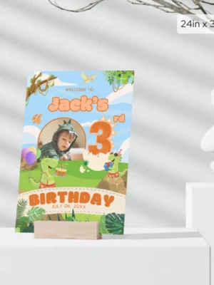 Birthday Welcome Sign 3yo Cute Dinosaur Theme v1.3