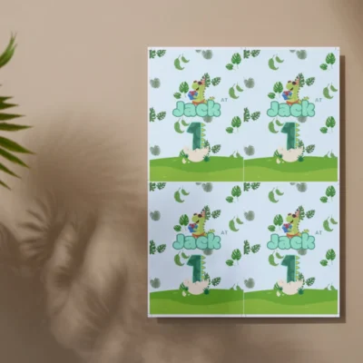 Kids Birthday Invite 1yo Cute Dinosaur Theme v1.2