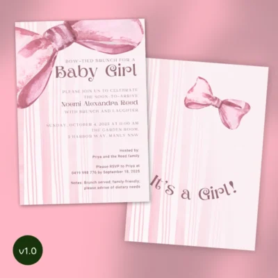 Baby Shower Invitation Pink Bow Theme v1.0