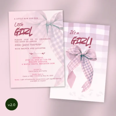 Baby Shower Invitation Pink Bow Theme v2.0