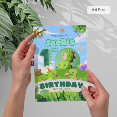 Birthday Welcome Sign 1yo Cute Dinosaur Theme v1.1
