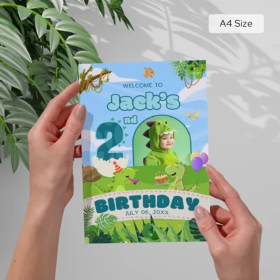 Birthday Welcome Sign 2yo Cute Dinosaur Theme v1.1