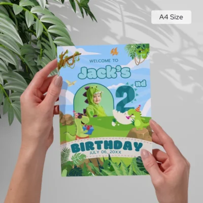Birthday Welcome Sign 2yo Cute Dinosaur Theme v1.2
