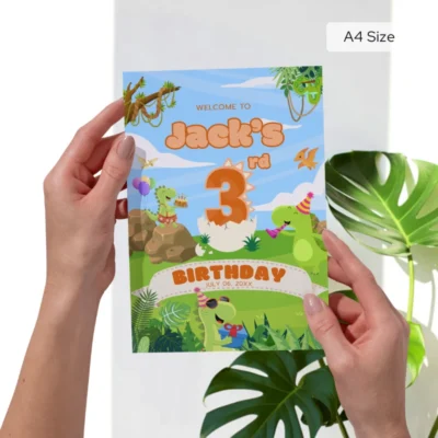 Birthday Welcome Sign 3Yo Cute Dinosaur Theme v1.0