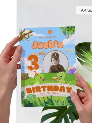 Birthday Welcome Sign 3yo Cute Dinosaur Theme v1.1