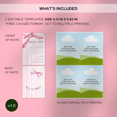 Baby Shower Invitation Pink Bow Theme v1.0