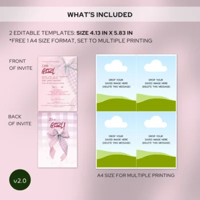 Baby Shower Invitation Pink Bow Theme v2.0