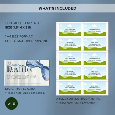 Baby Shower Raffle Template Blue Bow Theme v1.0