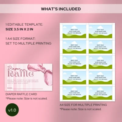 Baby Shower Raffle Template Pink Bow Theme v1.0