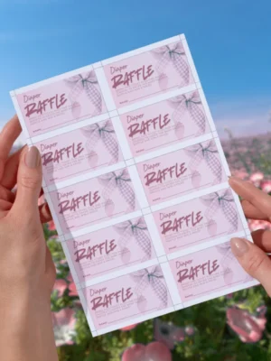 Baby Shower Raffle Template Pink Bow Theme v2.0