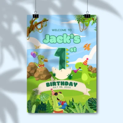 Birthday Welcome Sign 1yo Cute Dinosaur Theme v1.0