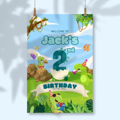 Birthday Welcome Sign 2yo Cute Dinosaur Theme v1.0