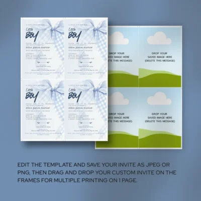 Baby Shower Invitation Blue Bow Theme v2.0