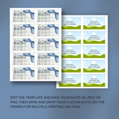 Baby Shower Raffle Template Blue Bow Theme v1.0