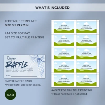 Baby Shower Raffle Template Blue Bow Theme v2.0