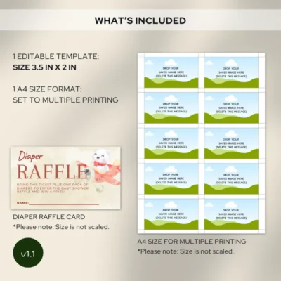 Baby Shower Raffle Template Bear Theme v1.1