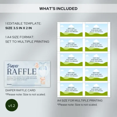 Baby Shower Raffle Template Bear Theme v1.2