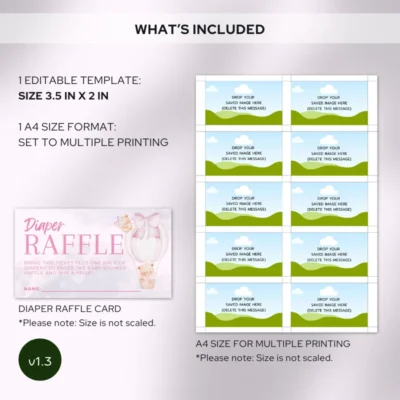 Baby Shower Raffle Template Bear Theme v1.3