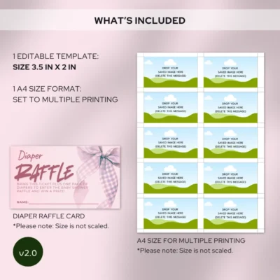 Baby Shower Raffle Template Pink Bow Theme v2.0