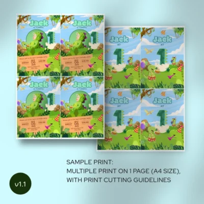 Kids Birthday Invite 1yo Cute Dinosaur Theme v1.1