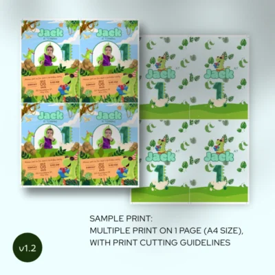 Kids Birthday Invite 1yo Cute Dinosaur Theme v1.2