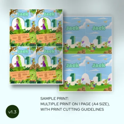 Kids Birthday Invite 1yo Cute Dinosaur Theme v1.3