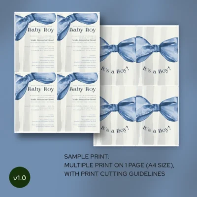 Baby Shower Invitation Blue Bow Theme v1.0