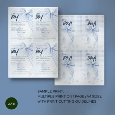 Baby Shower Invitation Blue Bow Theme v2.0