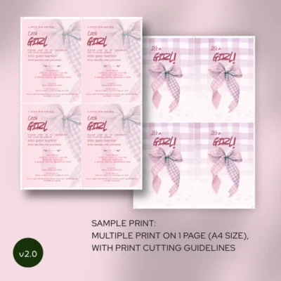 Baby Shower Invitation Pink Bow Theme v2.0