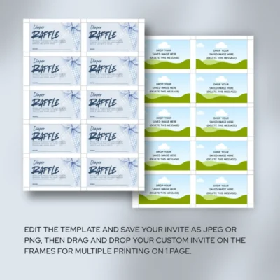 Baby Shower Raffle Template Blue Bow Theme v2.0