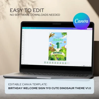 Birthday Welcome Sign 1yo Cute Dinosaur Theme v1.0
