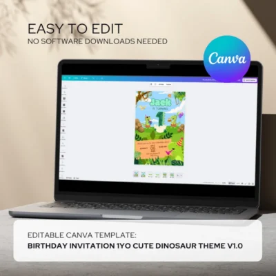 Kids Birthday Invite 1yo Cute Dinosaur Theme v1.0