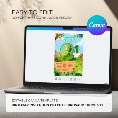 Kids Birthday Invite 1yo Cute Dinosaur Theme v1.1