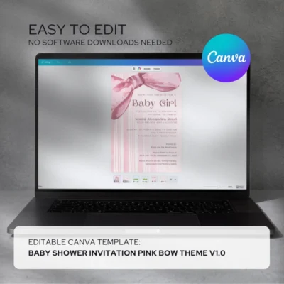Baby Shower Invitation Pink Bow Theme v1.0