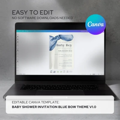 Baby Shower Invitation Blue Bow Theme v1.0