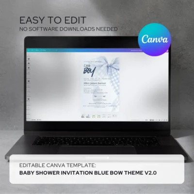 Baby Shower Invitation Blue Bow Theme v2.0